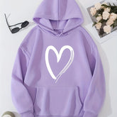 Lilac Hoodie heart Print